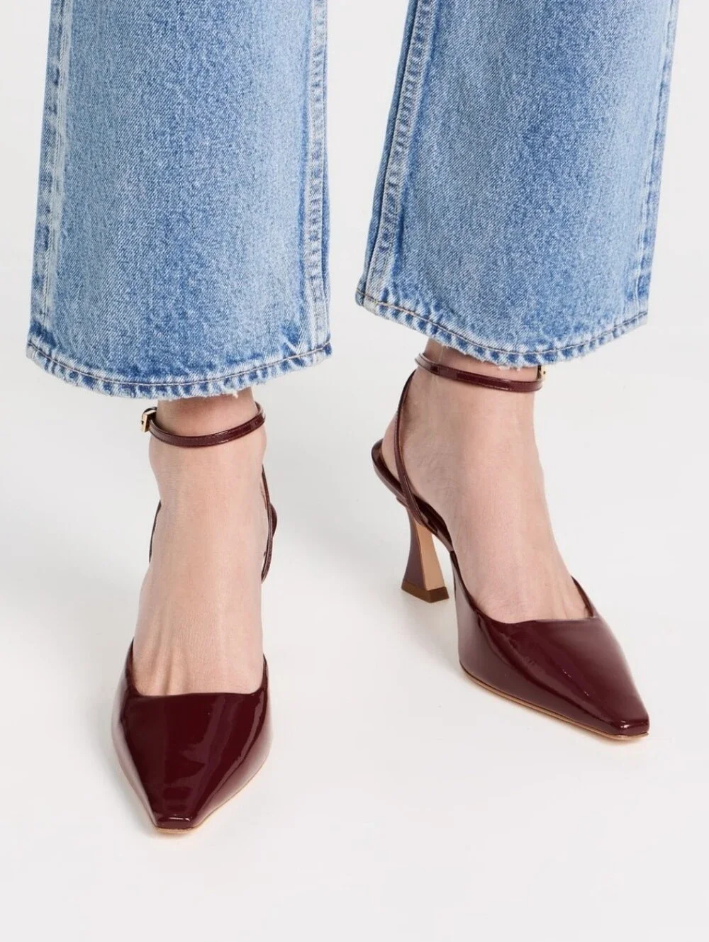 Reformation Natasha Shoes In Wine Patent